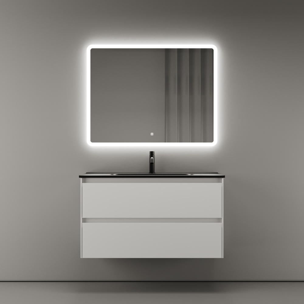 Тумба подвесная под раковину Sancos Cento, белый глянец 890х450х500