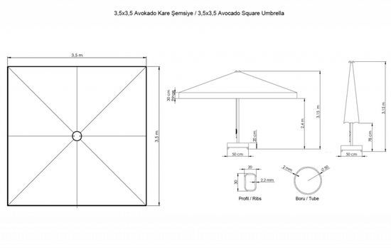Зонт профессиональный Avocado 3500 серый Турция