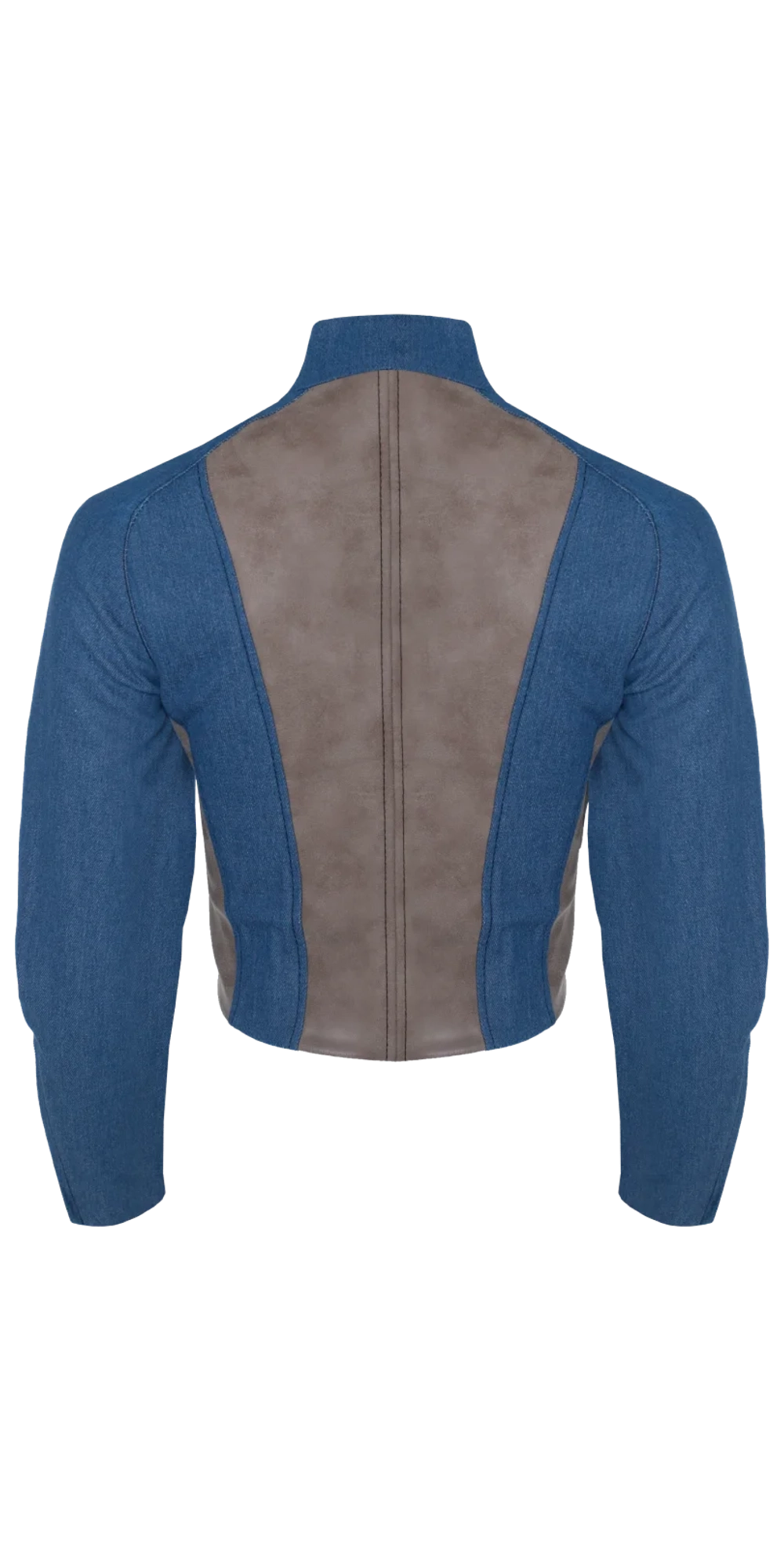 Куртка с кожаными вставками, синяя