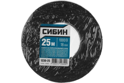 СИБИН 25м изолента Х/Б, ширина 18мм, 1000 В, черная (1230-25)