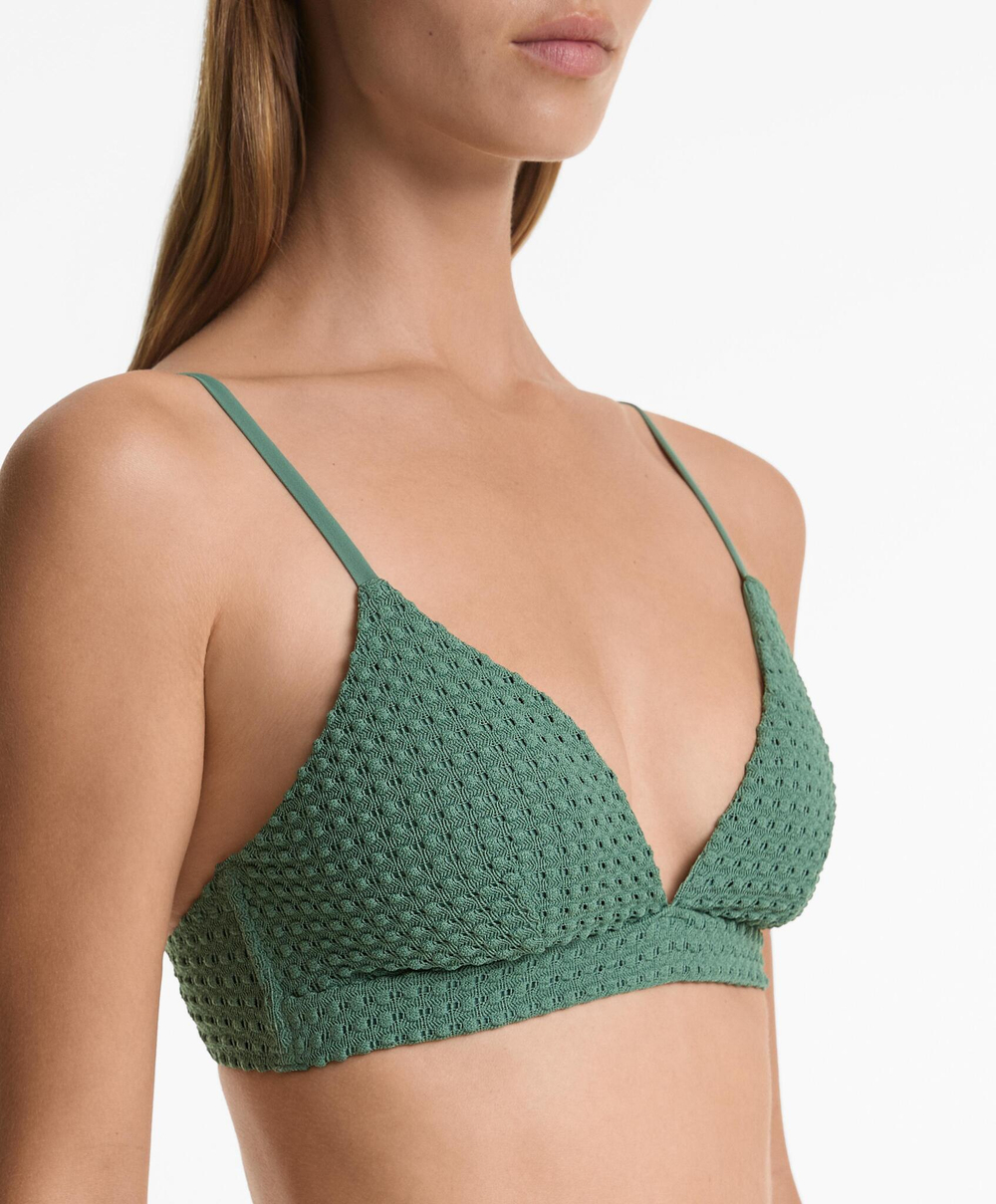 OYSHO Вязаный треугольный топ для бикини, зеленый