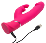 Розовый вибратор-кролик Realistic Dual Density Rechargeable Rabbit Vibrator - 25,5 см.