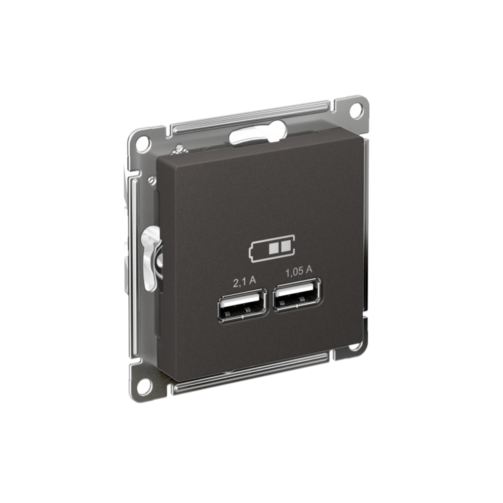 Розетка USB AtlasDesign тип A+A 5В/2.1А 2х5В/1.05А механизм базальт SE ATN001433
