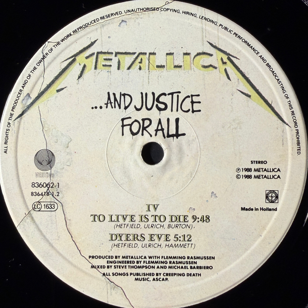 Metallica - ...And Justice For All 2LP (Голландия 1988г.)