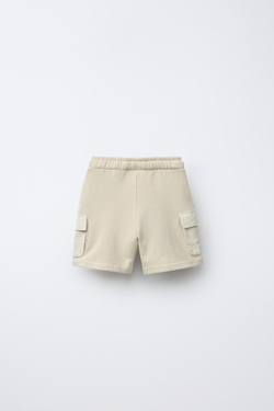ZARA ШОРТЫ КАРГО ИЗ МЯГКОЙ ТКАНИ, ЦВЕТ ЛЬДА