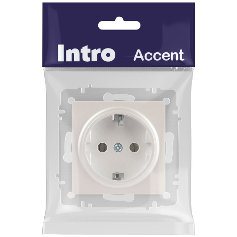 Розетка Intro Accent 6-202-06 2P+E Schuko 16А-250В IP20 СУ AL/CU перламутр | Intro
