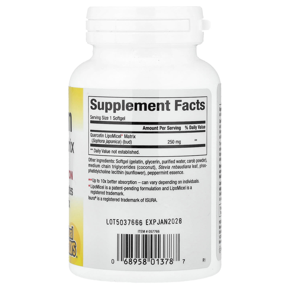 Natural Factors, LipoMicel, кверцетин, 250 мг, 60 капсул с жидкостью
