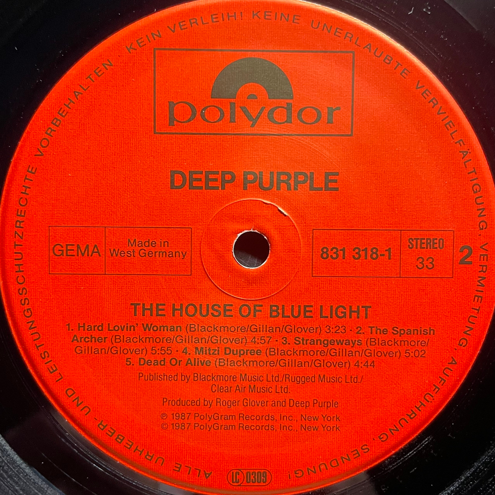 Deep Purple - The House Of Blue Light (Германия 1987г.)