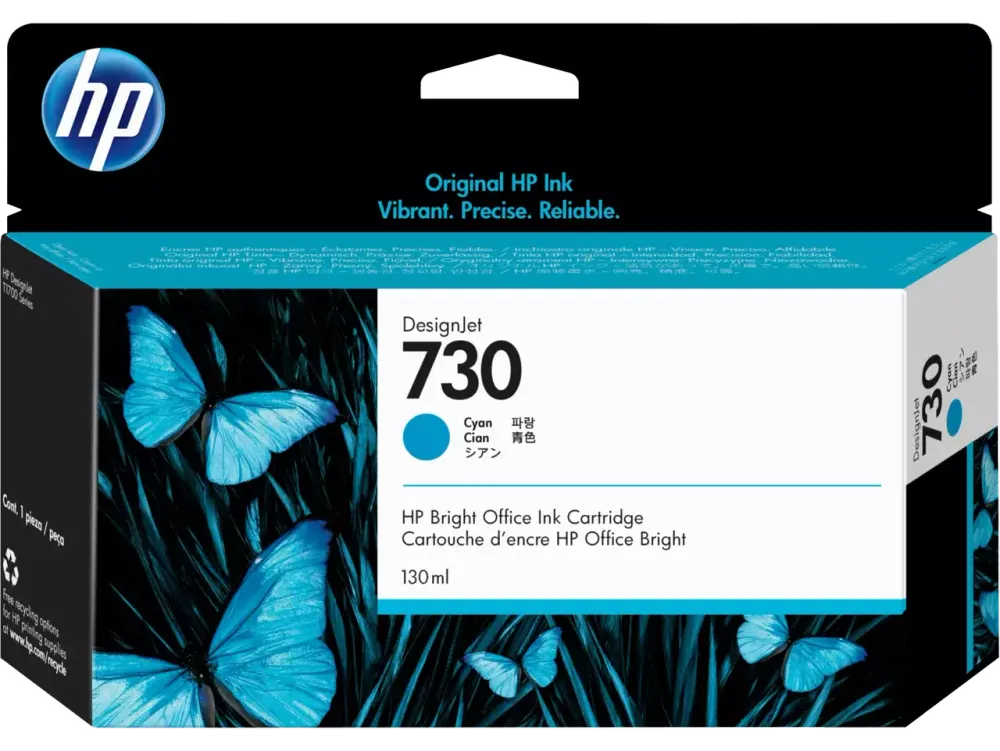 Картридж HP 730 струйный голубой (130 мл) (P2V62A)