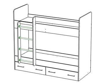Кровать ЛАВОРО  2000-800 /2032*1704*952/ левая белый