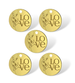 Топпер Бирка круглая "LOVE"   (4см) 5шт акрил