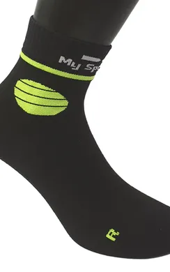 GD9192 Calzino Corto Nero-Giallo Fluo