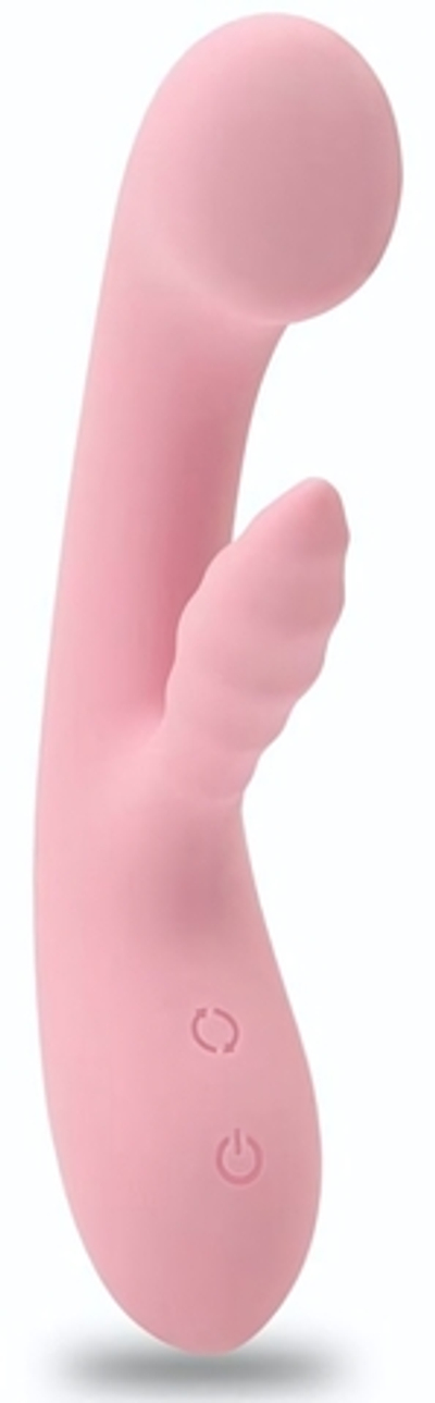 Нежно-розовый вибратор со стимулятором клитора The Unicorn - 21,5 см. (Цвет: нежно-розовый)