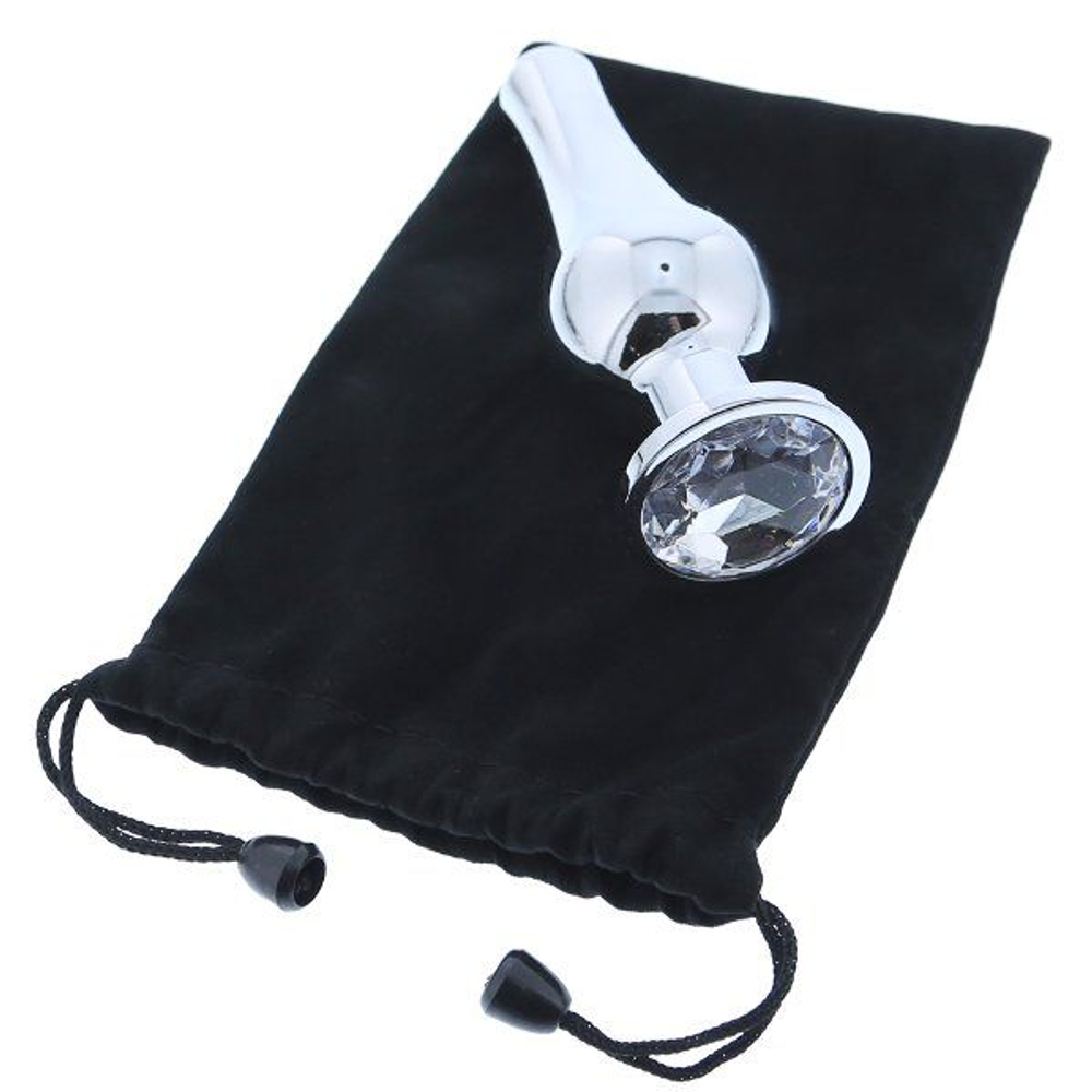 Серебристая анальная пробка с кристаллом Silver Pleasure Plug S - 9 см. (Цвет: серебристый)