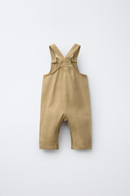 ZARA ДЛИННЫЙ ОДНОТОННЫЙ КОМБИНЕЗОН ИЗ САРЖИ, БЕЖЕВЫЙ