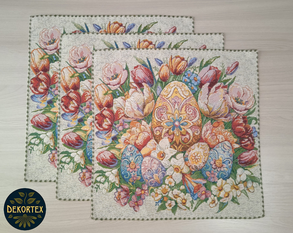 Набор декоративных сервировочных салфеток Пасхальный букет (40х40) 3шт