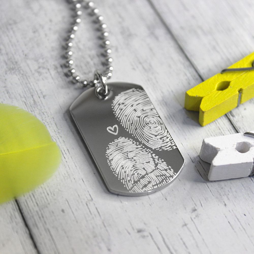 Подвеска жетон с отпечатками пальцев на заказ