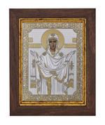 Покрова БМ, икона прямоугольная в рамке под стеклом, красное дерево 170х210