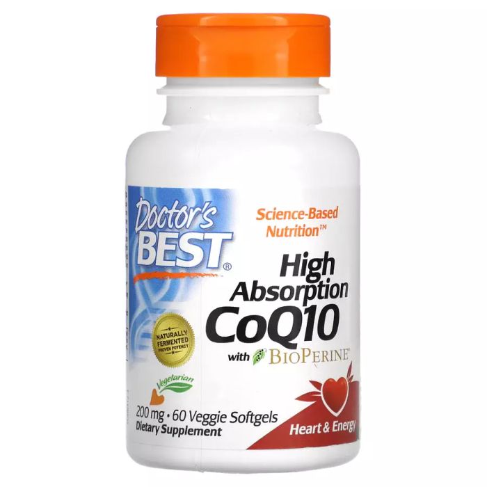 Коэнзим Q10 с высокой абсорбцией с биоперином 200 мг, High Absorption CoQ10, Doctor&#39;s Best, 60 вегетарианских капсул