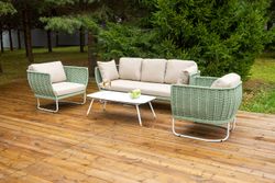 "Фиджи" лаунж-зона 5-местная плетеная из роупа (веревки), каркас алюминиевый светло-серый, роуп зеленый (4204)