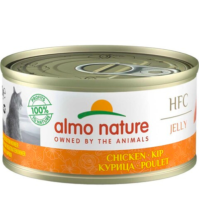 Almo Nature консервы для кошек "HFC Jelly" с курицей (55% мяса) (желе) 70 г банка