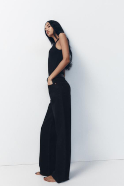 ZARA ДЖИНСЫ С ВЫСОКОЙ ПОСАДКОЙ TRF WIDE LEG, ЧЕРНЫЙ