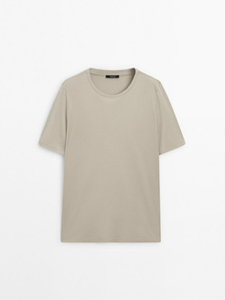 Massimo Dutti Футболка с круглым вырезом, песочный