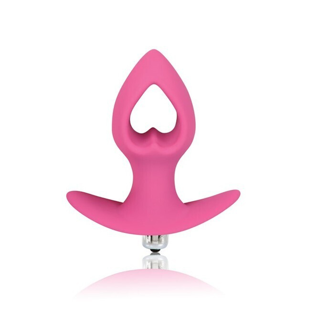 Анальная розовая втулка со съемной вибропулей и отверстием в форме сердца Sweet Toys (Цвет: розовый)