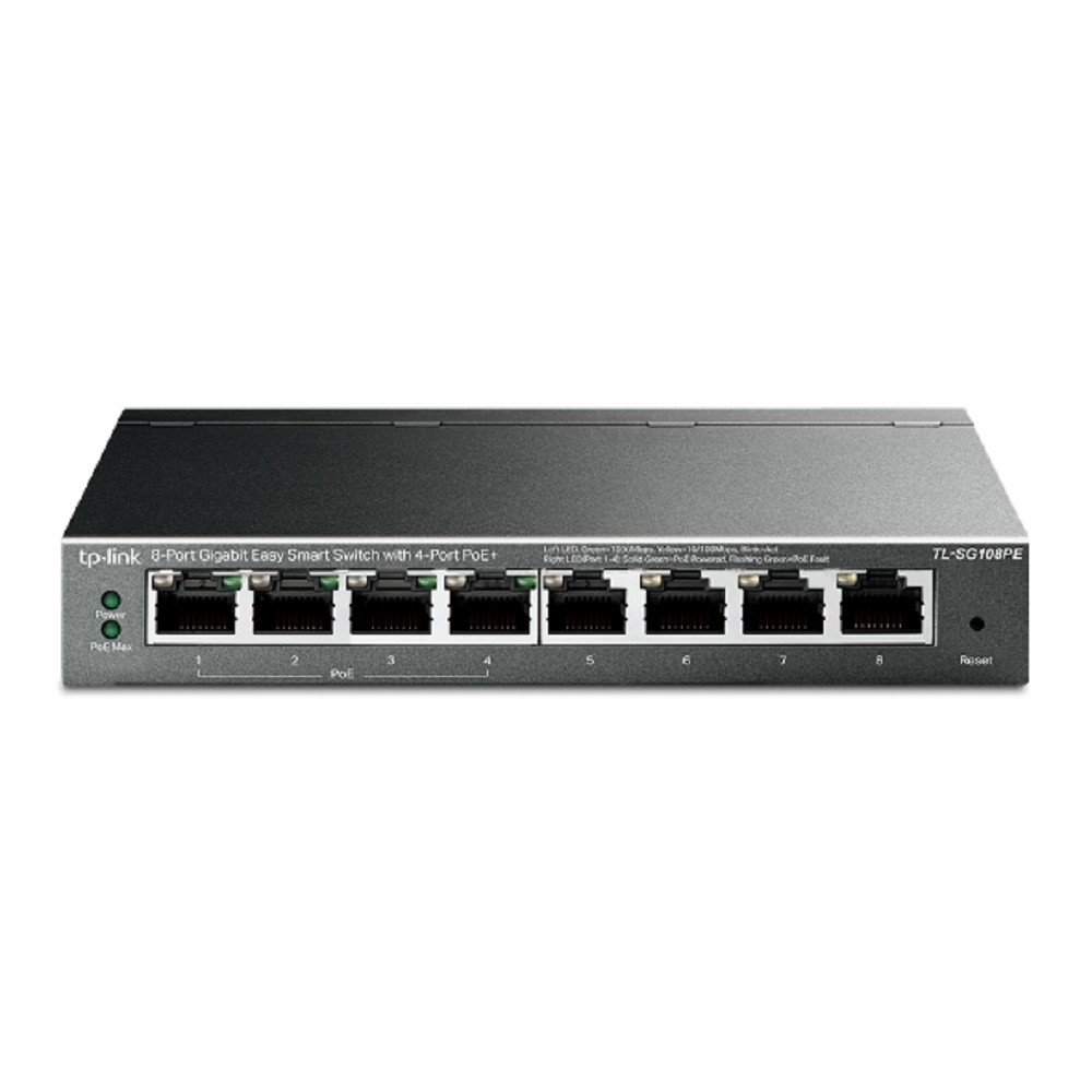 Коммутатор TP-Link TL-SG108PE Коммутатор Easy Smart с 8 гигабитными портами (4 порта PoE+)