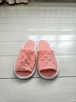 Тапочки велсофт открытые нежно-розовые