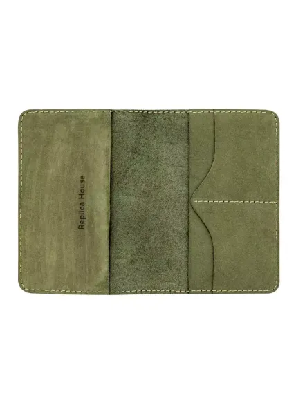 Фото обложка для паспорта Древо жизни светло зеленый нубук, развернутый вид внутри.