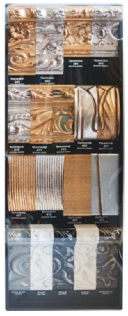 Карниз с деревянной багетной планкой Колизей арт. 243С с двухрядным алюминиевым профилем, цвет черный/серебро, прямой без боковин