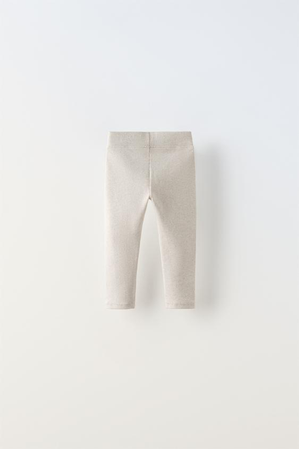 ZARA ЛЕГИНСЫ В РУБЧИК С НАШИВКОЙ, ПЕСОЧНЫЙ С МЕЛАНЖЕВЫМ ЭФФЕКТОМ