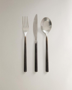 ZARA HOME НАБОР СТАЛЬНЫХ СТОЛОВЫХ ПРИБОРОВ (НАБОР ИЗ 3 ПРЕДМЕТОВ), ЧЕРНЫЙ