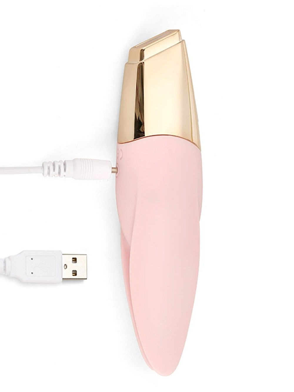 Нежно-розовый мини-вибратор с раздвоенным кончиком - 12,3 см. (Цвет: нежно-розовый)