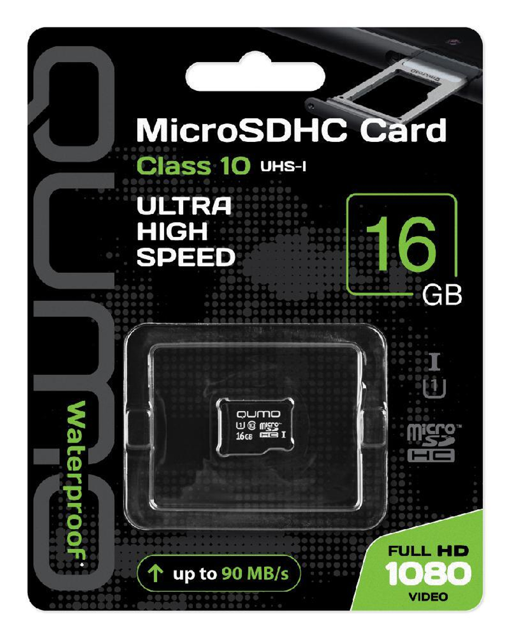 карта памяти Qumo 16GB microSD+ад.UHS-1 10 Сl