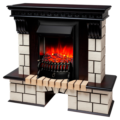 Каминокомплект Real Flame Stone STD AO с очагом Fobos Lux Black (без пульта)