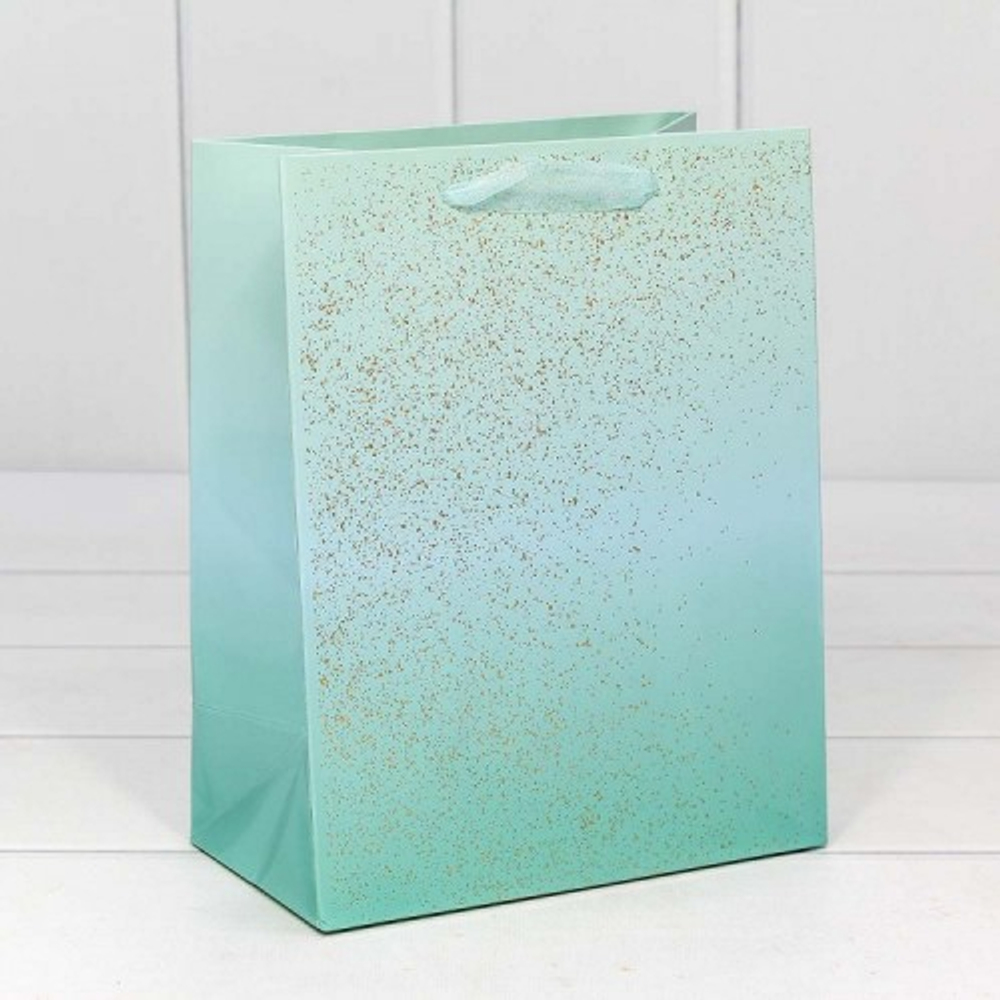 Пакет подарочный 18х23х10см "Градиент" с блестящими вкраплениями (Микс)