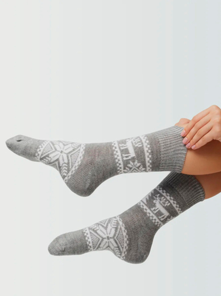 Теплые шерстяные носки Н212-03 серый