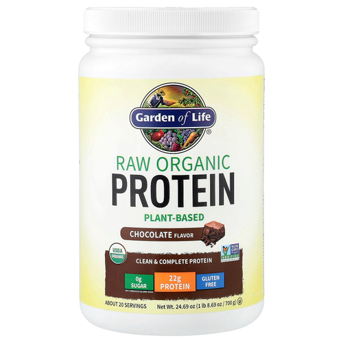 Garden of Life, необработанный органический протеин, со вкусом шоколада, 700 г (1 фунт, 8,69 унции)