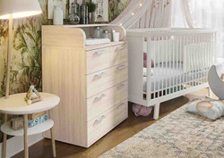 К-1 М Комод 5 ящиков и 1 полка с пеленальным столиком Ясень шимо светлый / Ясень шимо светлый