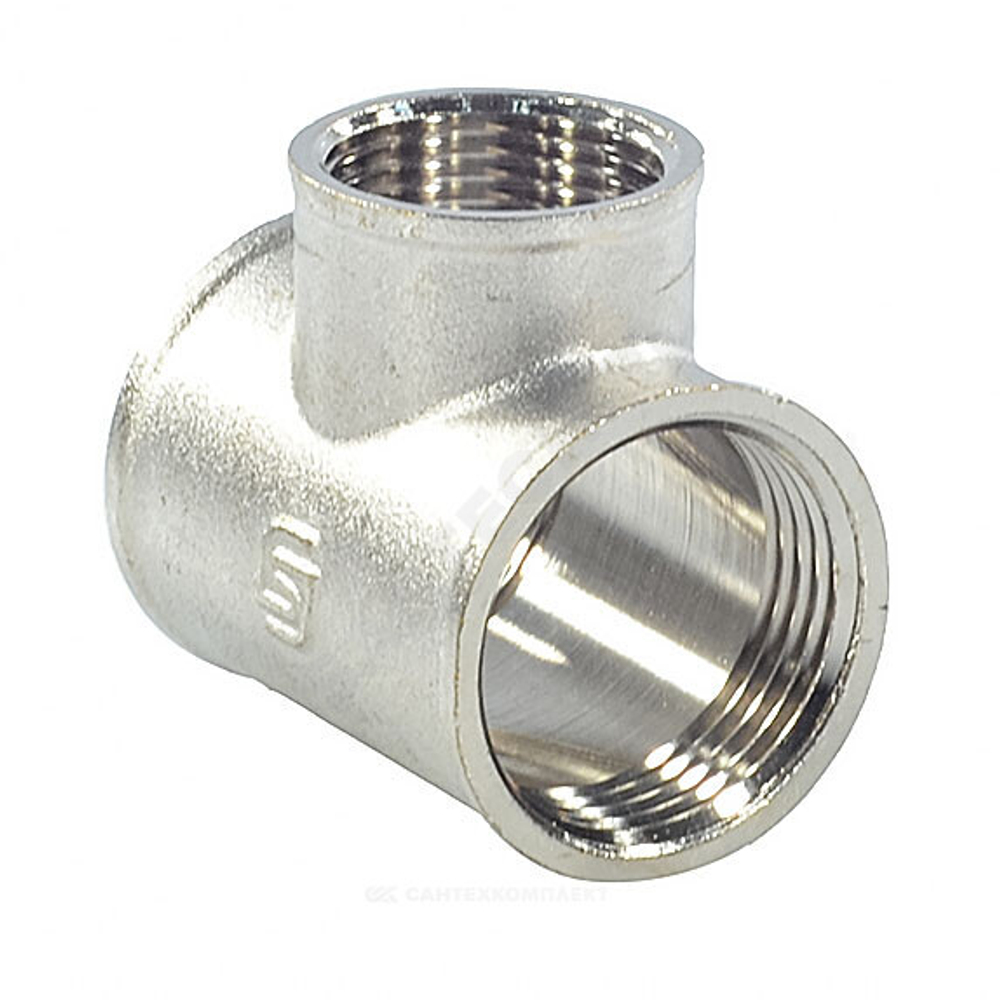 Тройник латунь никель переходной Ду 25х20х25 (1"х3/4"х1") ВР/ВР SantechSystems