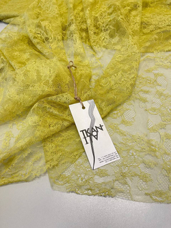 Плательно-блузочное шелковое кружево с фестонами по обеим кромкам (Valentino, 100%шелк, Яблоко гольден, 143)