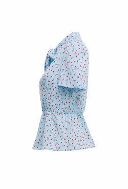 Блузка с коротким рукавом голубая 03-01-24 SS