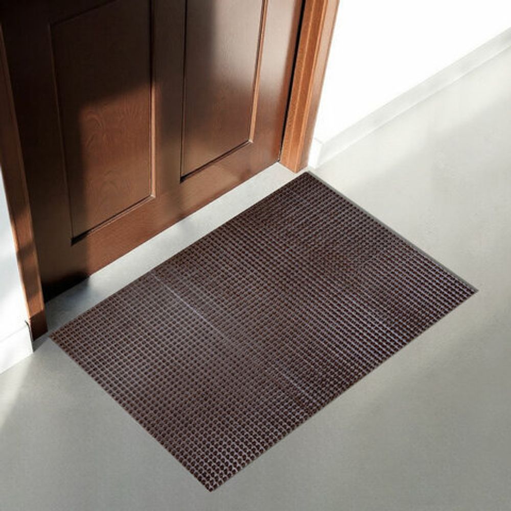 Коврик придверный 60х90 см, ВЕНГЕ пластиковый грязезащитный толщина 10 мм "ТРАВКА", PRIMILA (ПРИМИЛА), 701067