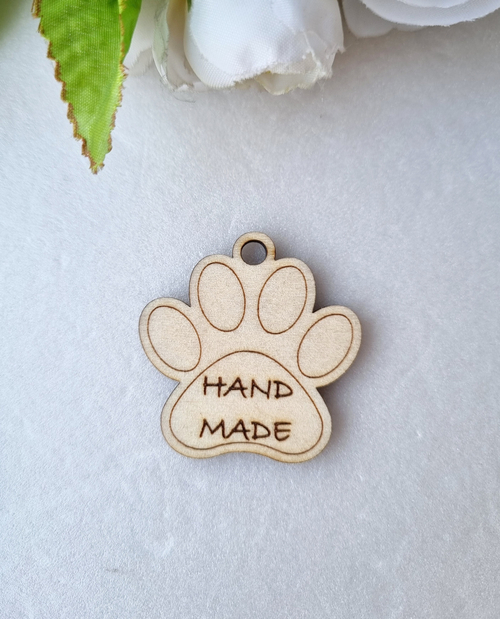 Бирка Лапка "Hand made" 40 мм, дерево