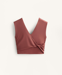 Oysho Топ-майка Comfortlux с перекрестными деталями, линялый махагон