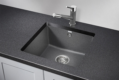 Granula 4451, ГРАФИТ (ЧЁРНО-СЕРЫЙ), кухонная мойка, кварц