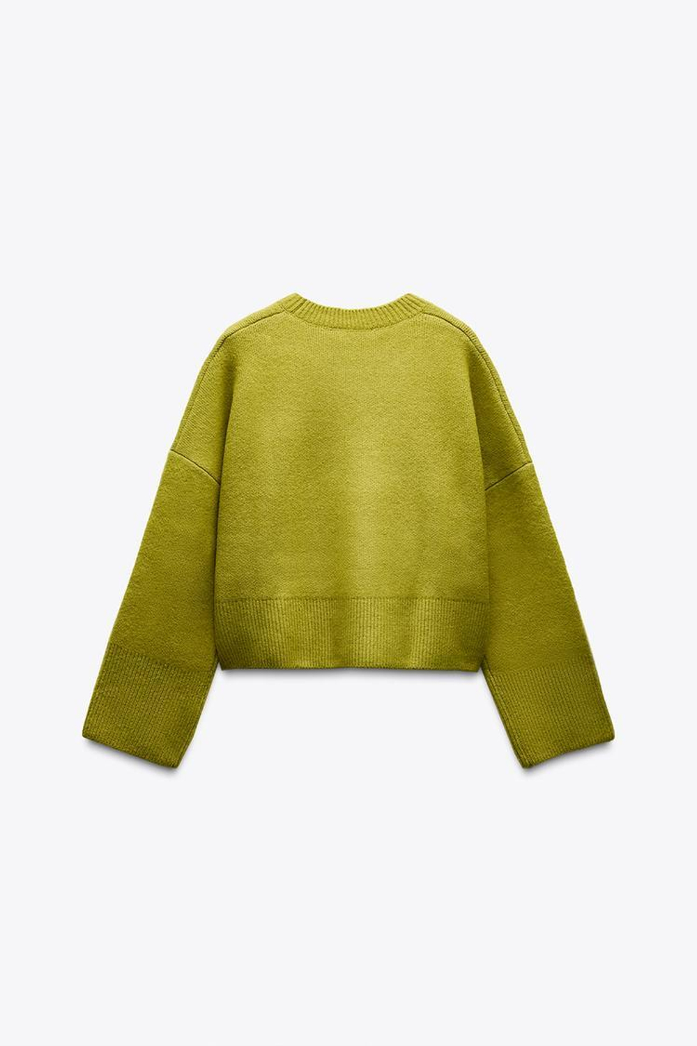 ZARA БАЗОВЫЙ ОДНОТОННЫЙ ДЖЕМПЕР, СВЕТЛО-ЗЕЛЕНЫЙ