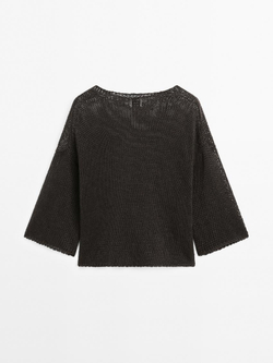 Massimo Dutti Свитер оверсайз с короткими рукавами - STUDIO, антрацитовый